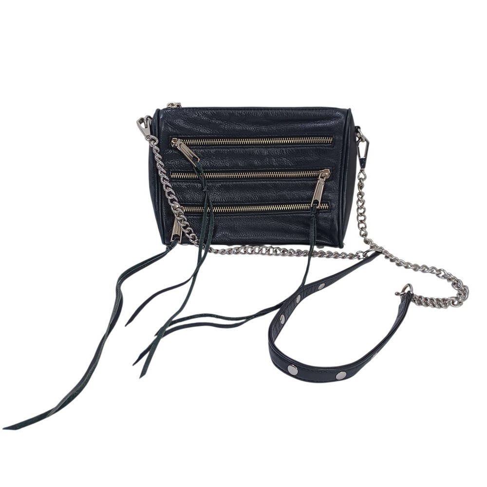 Rebecca Minkoff Crossbody Bag Black Leather Boho Biker - Picture 1 of 15